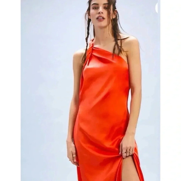 Free People Dresses & Skirts - Free People Victoria Maxi Dress One Shoulder Slit Cocktail Party in Orange Red F